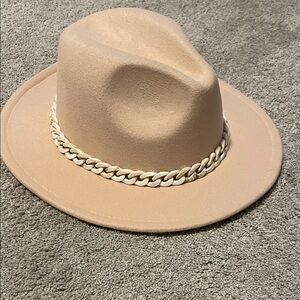 Kendall & Kylie Cream Fedora with Chain Detail